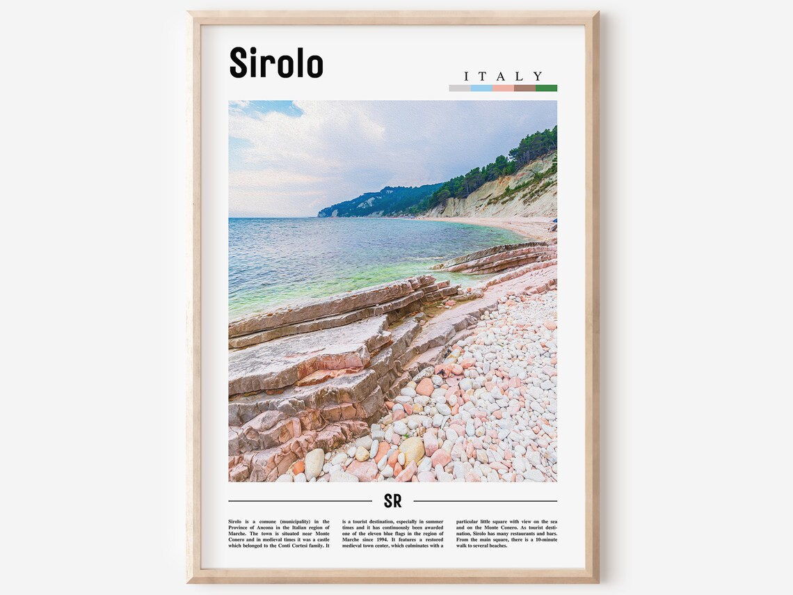 Sirolo Italy Rocky Beach Cliffs Adriatic Coast Travel Poster
