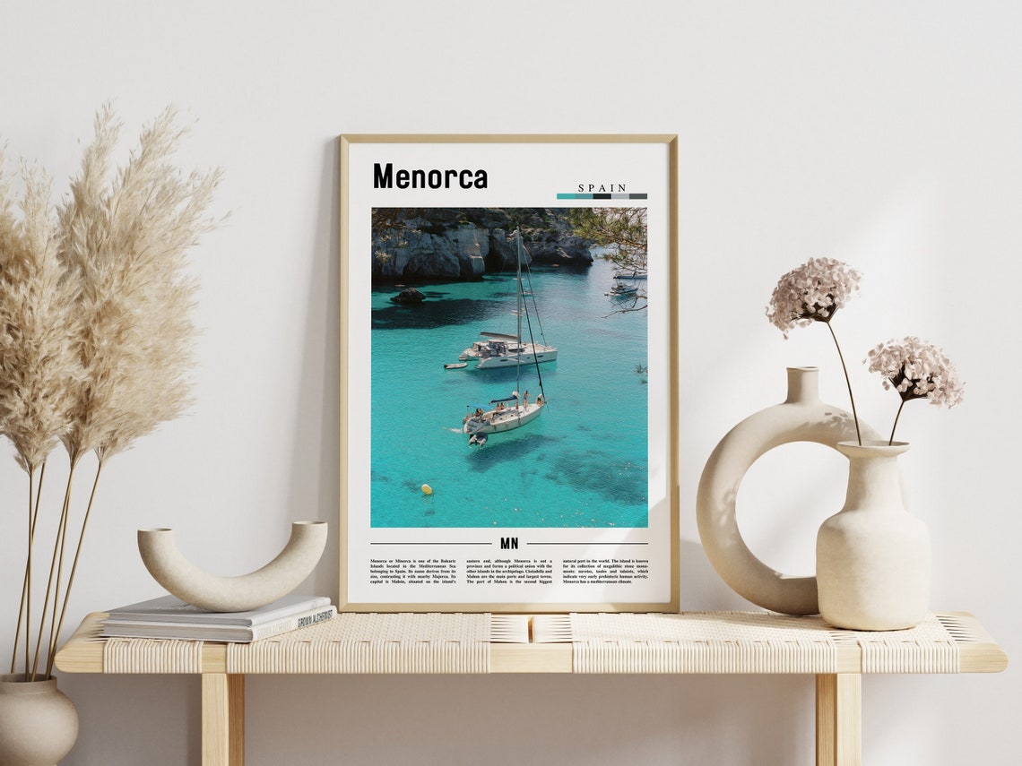 Menorca Spain Turquoise Cove Sailboat Bay Photography Travel Poster - Image 3