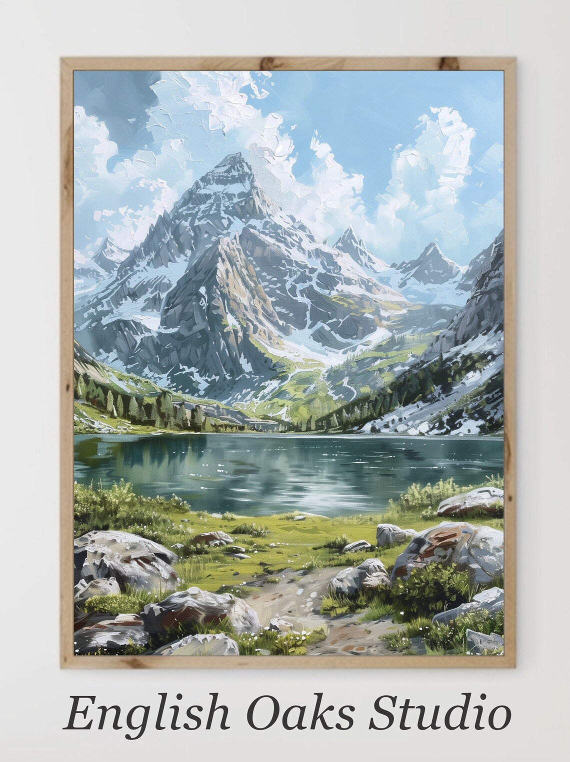 Summer Lake In The Mountains, Mountain Landscape Art Print