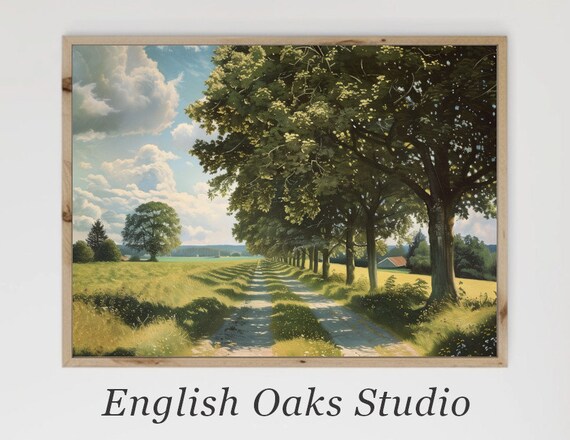 Tree Lined Country Road Summer Fields Rustic Farmhouse Barn Lane Poster