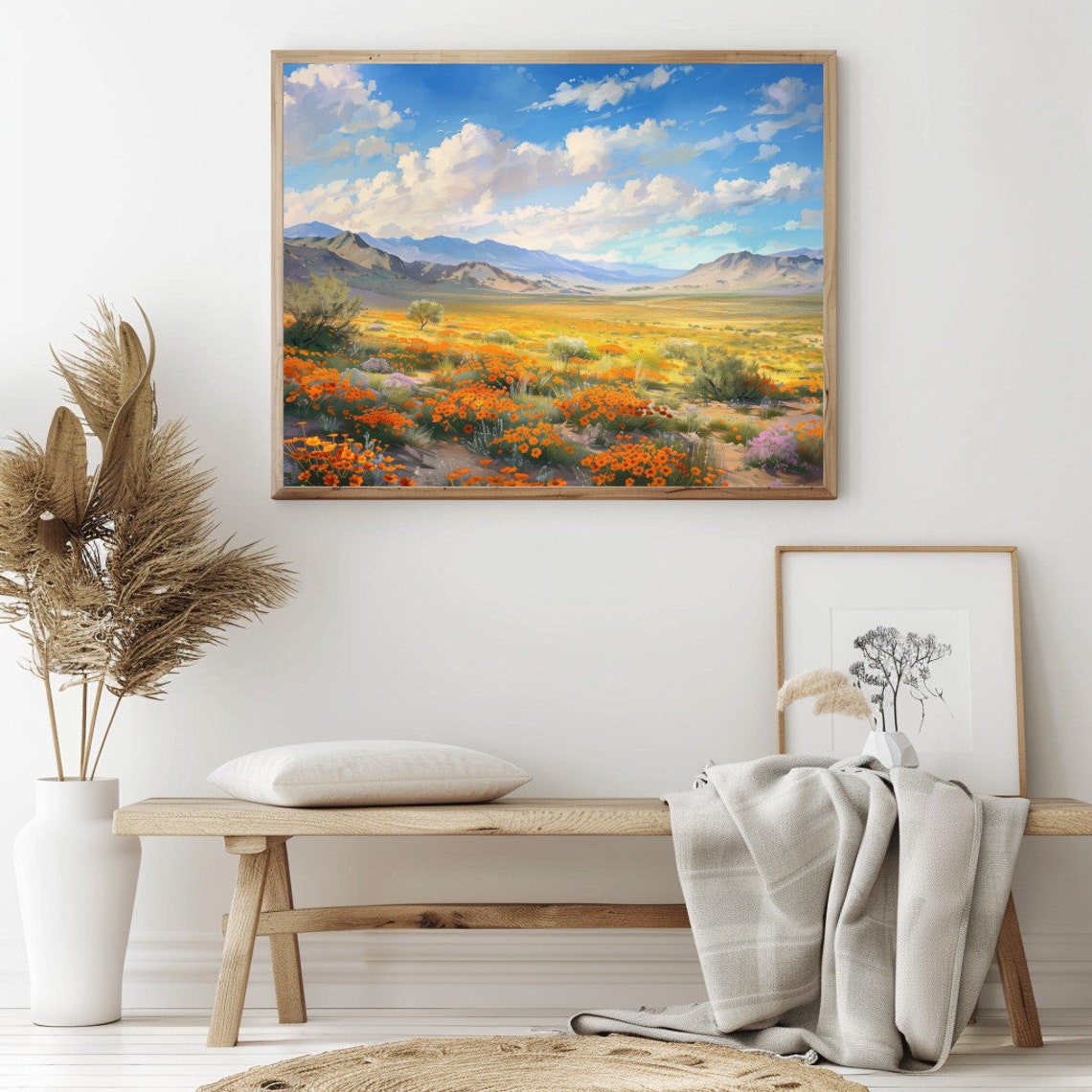 Desert Wildflower Bloom With Orange Poppies Under Big Blue Sky Poster - Image 2