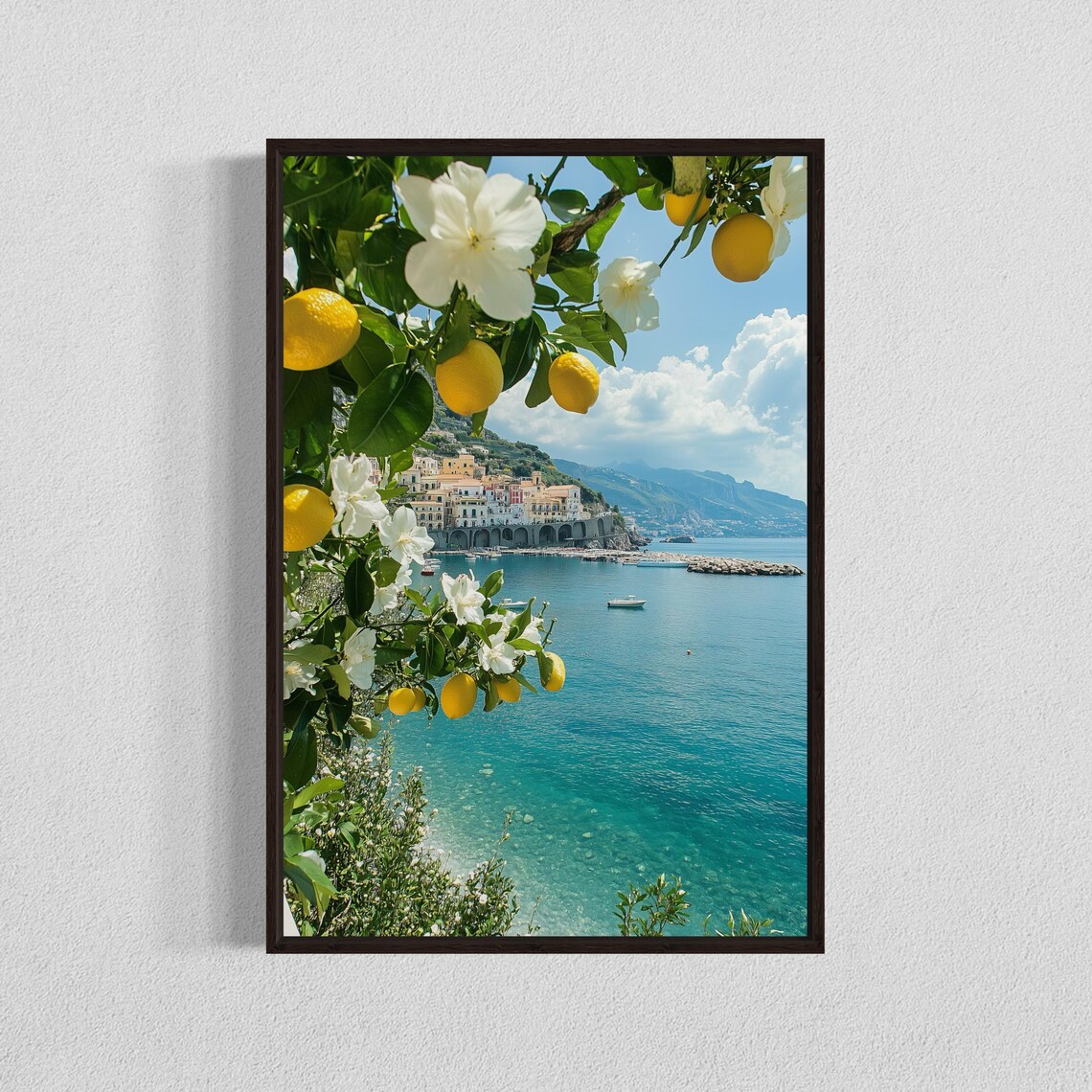 Amalfi Coast Lemon Grove Art Print, Italian Summer View