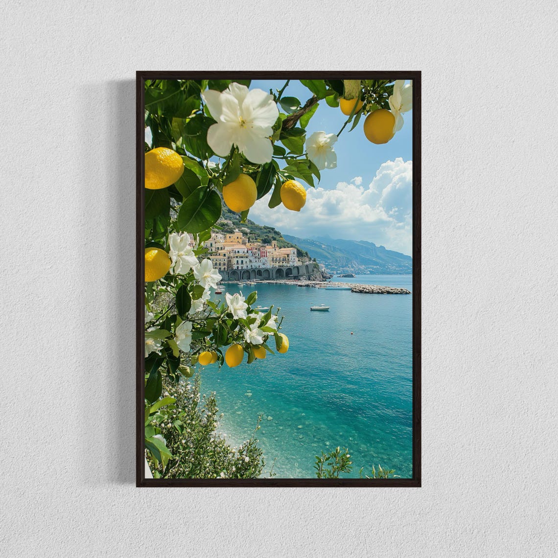Amalfi Coast Lemon Grove Sea View Italian Summer Coastal Wall Art