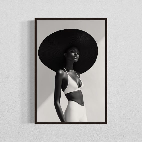 Model Wall Art Black And White Portrait Print Fashion Poster Minimalist Decor