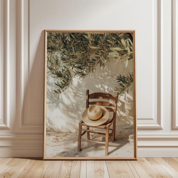 Mediterranean Chair Coastal Still Life Art Print