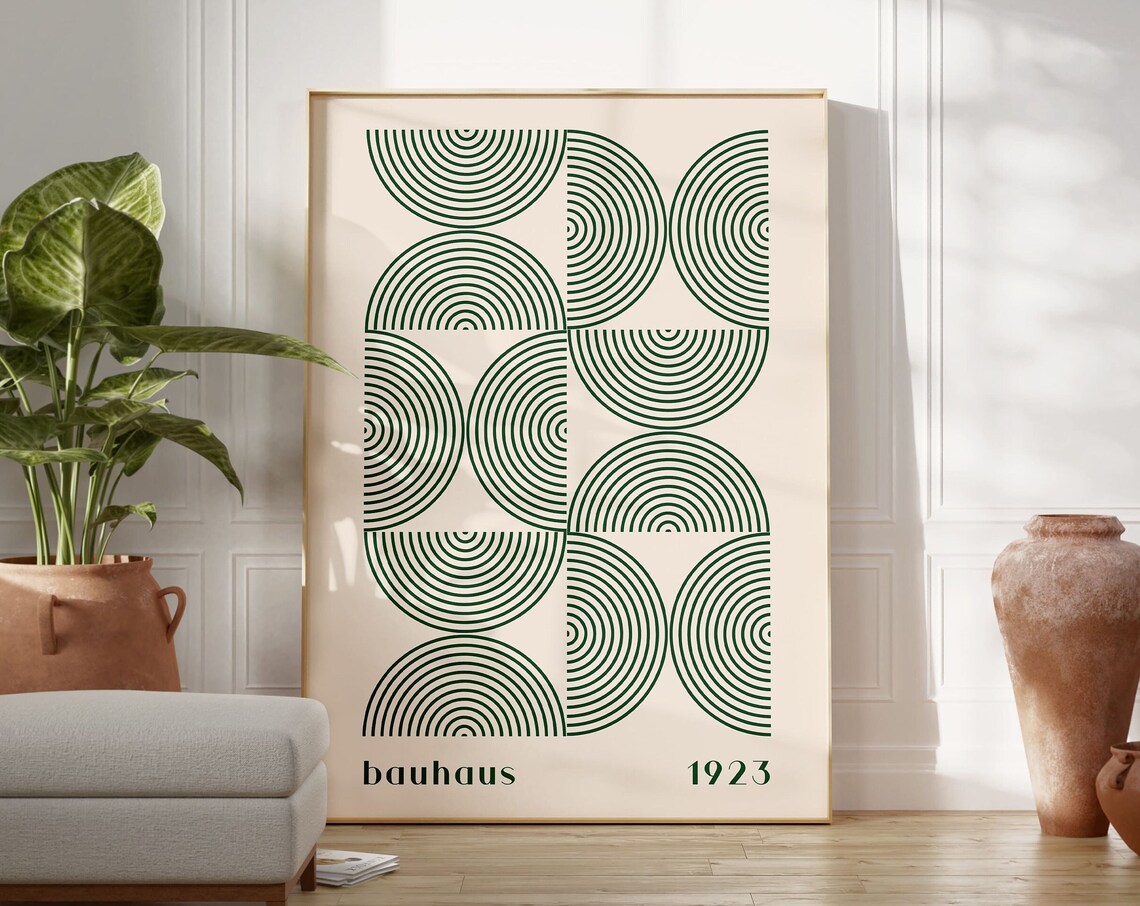 Bauhaus Green Geometric Abstract Art Print