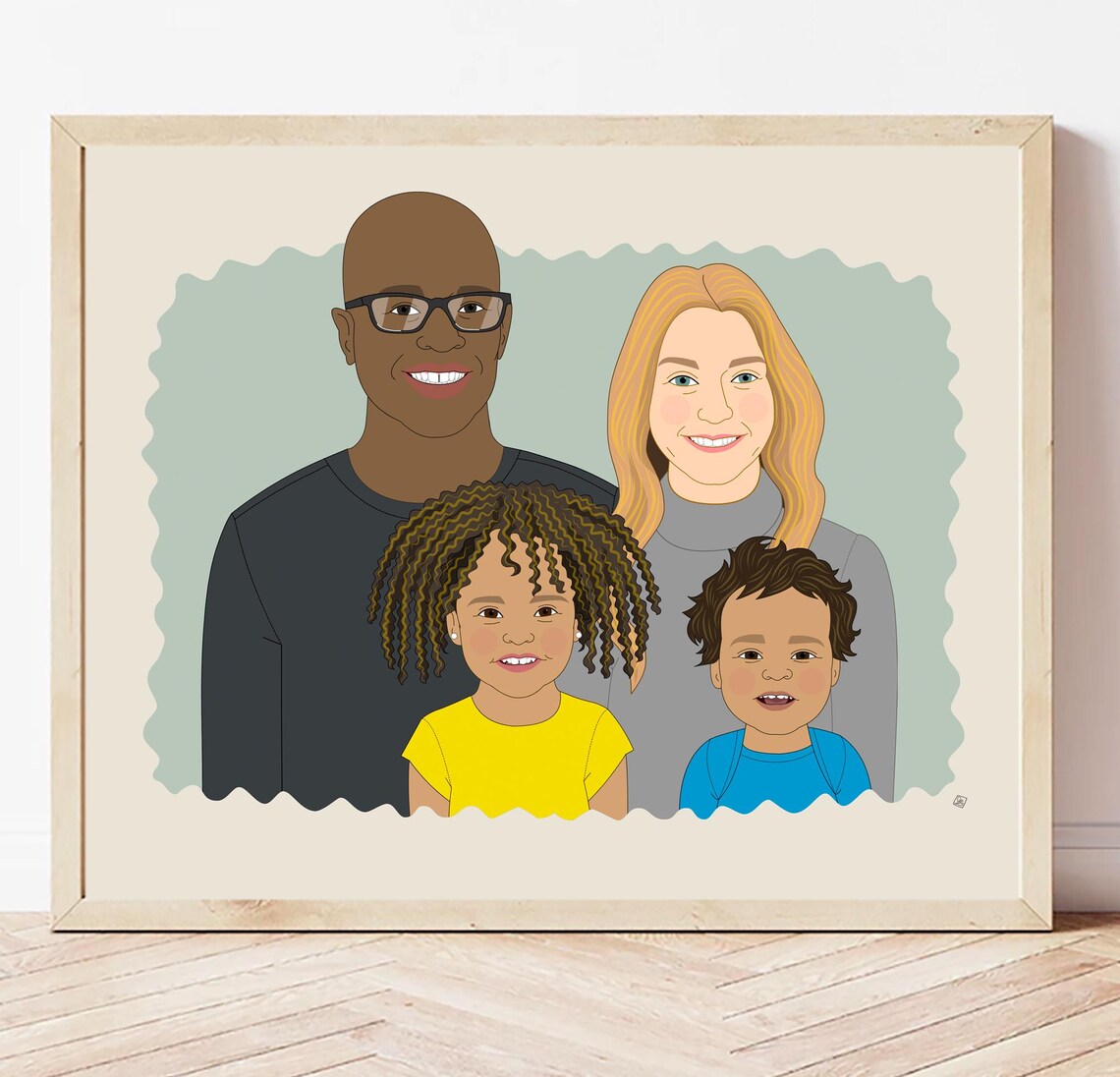 Grandparents With Two Grandkids Fun Custom Family Portrait Poster - Image 4