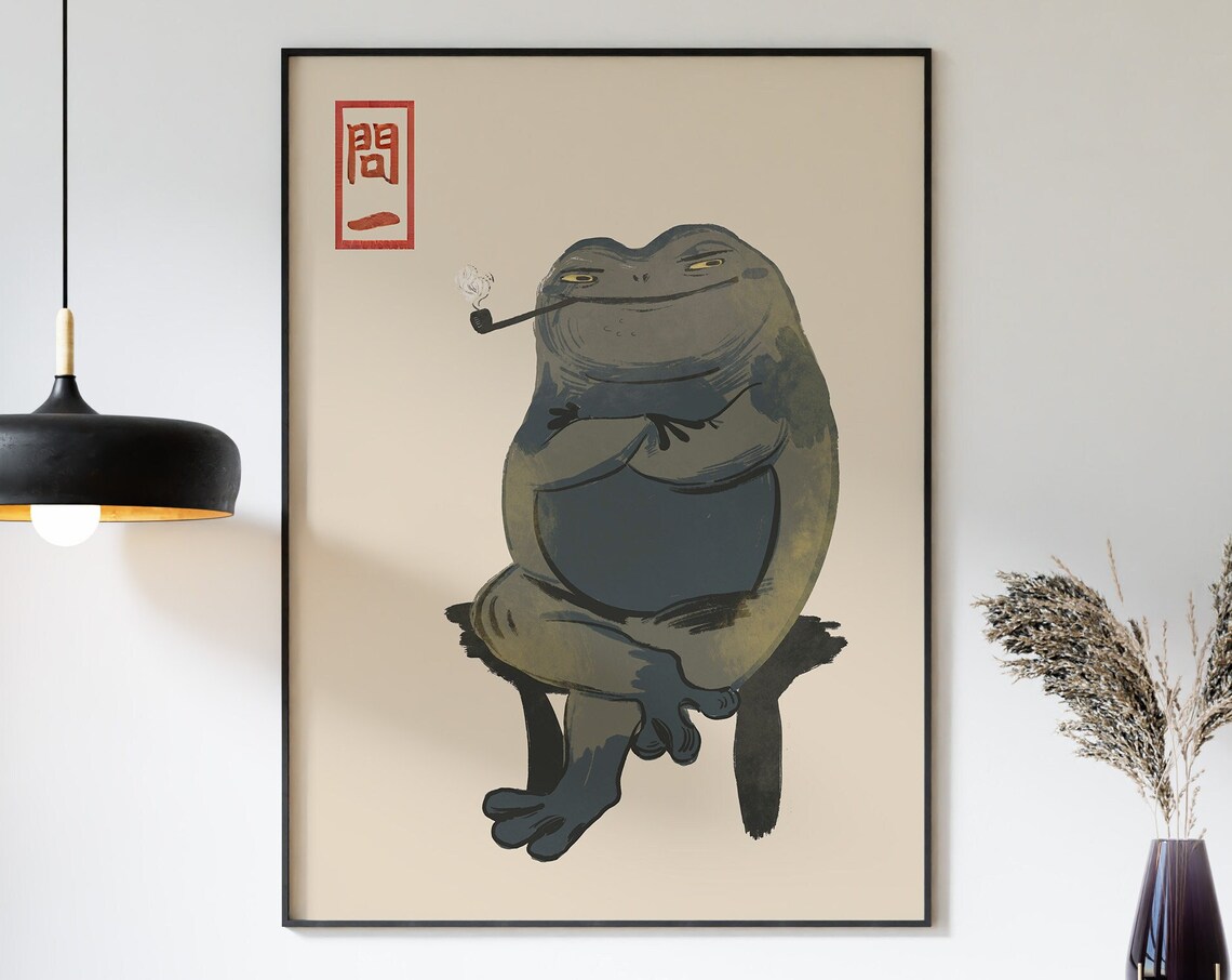 Matsumoto Hoji Frog Japanese Woodblock Vintage Animal Art Poster