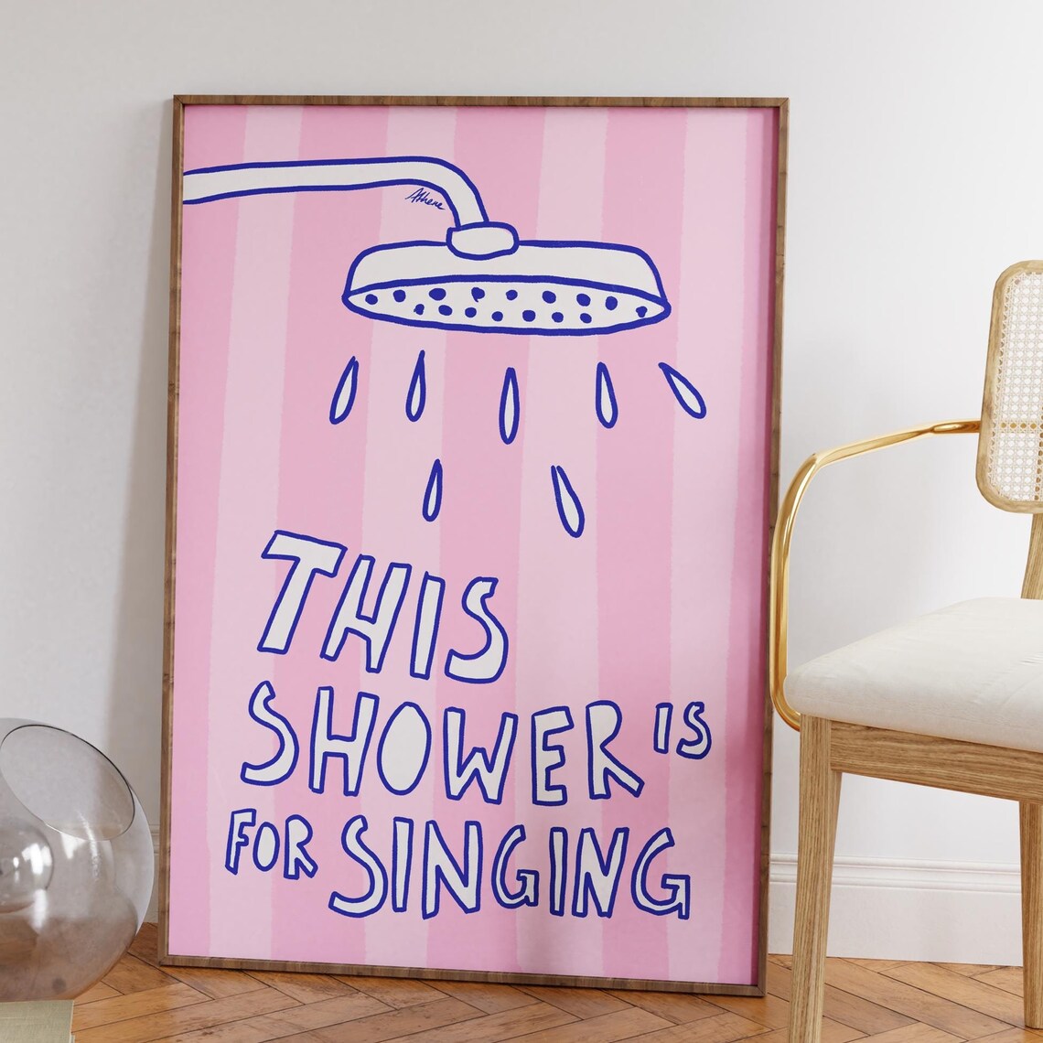 This Shower Is For Singing, Pink Bathroom Art Print