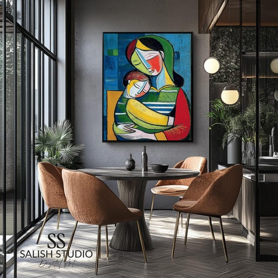 Cubist Mother And Child Print Modern Abstract Art