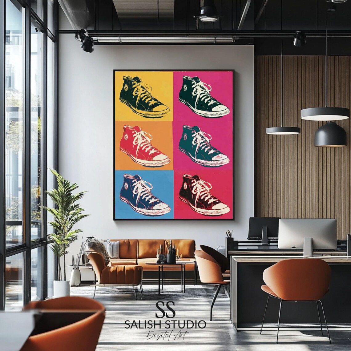 Bold Pop Art Sneakers, Retro Urban Decor