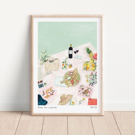 Time For A Picnic Art Print, Kitchen Wall Art