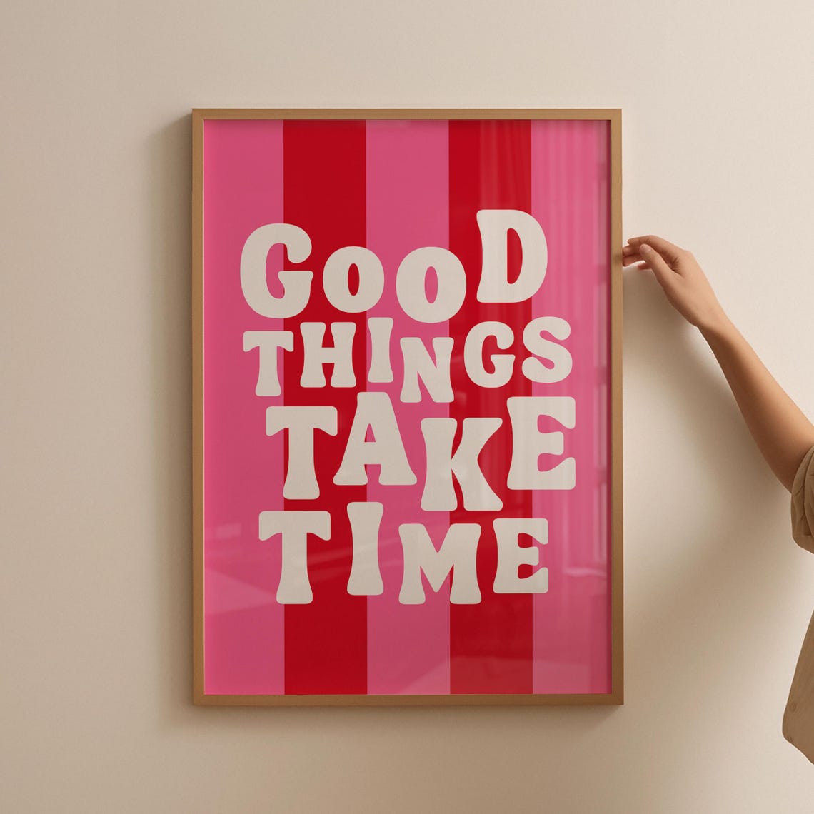 Good Things Take Time Bold Striped Retro Typography Art Poster - Image 4