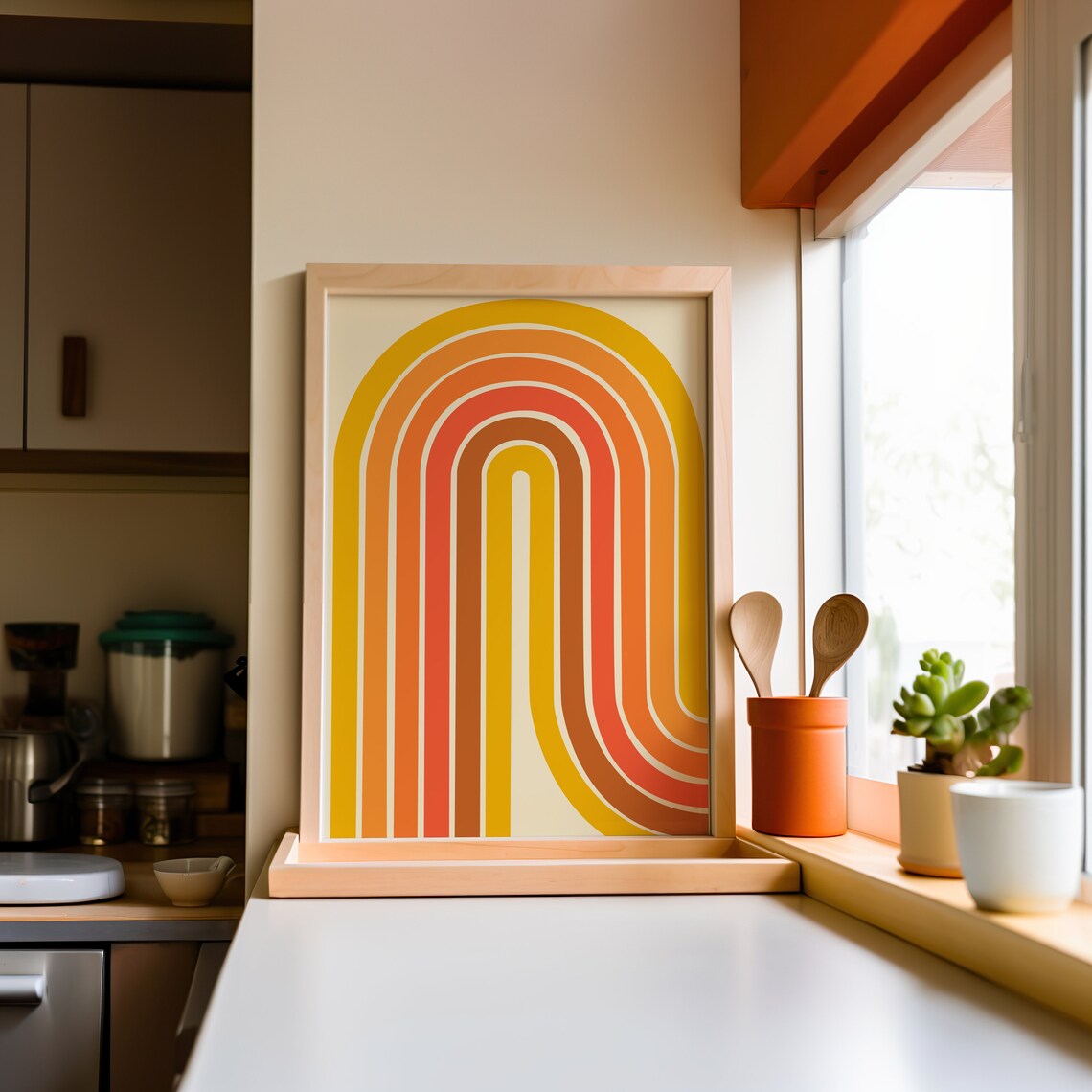 Retro Geometric Wall Art, Groovy Poster Print - Image 3