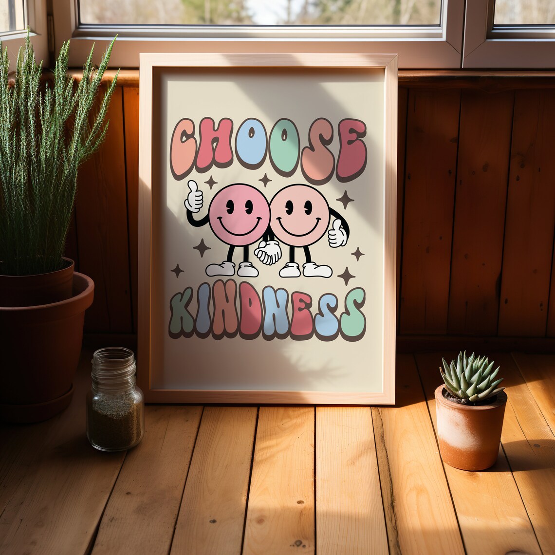 Choose Kindness Retro Quote Wall Art Print - Image 3