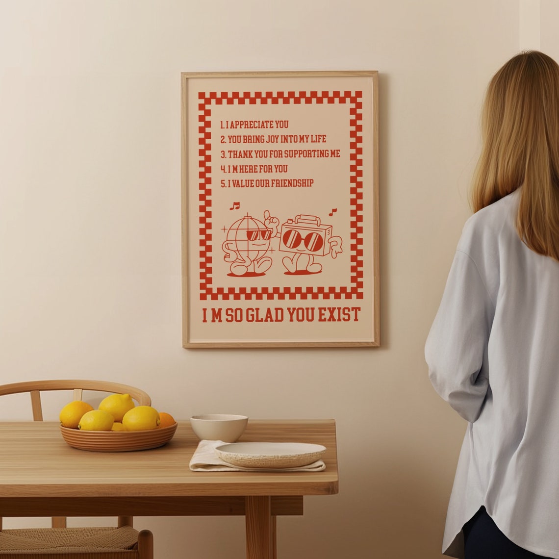 I Am So Glad You Exist Friendship List Retro Quote Art Poster - Image 3