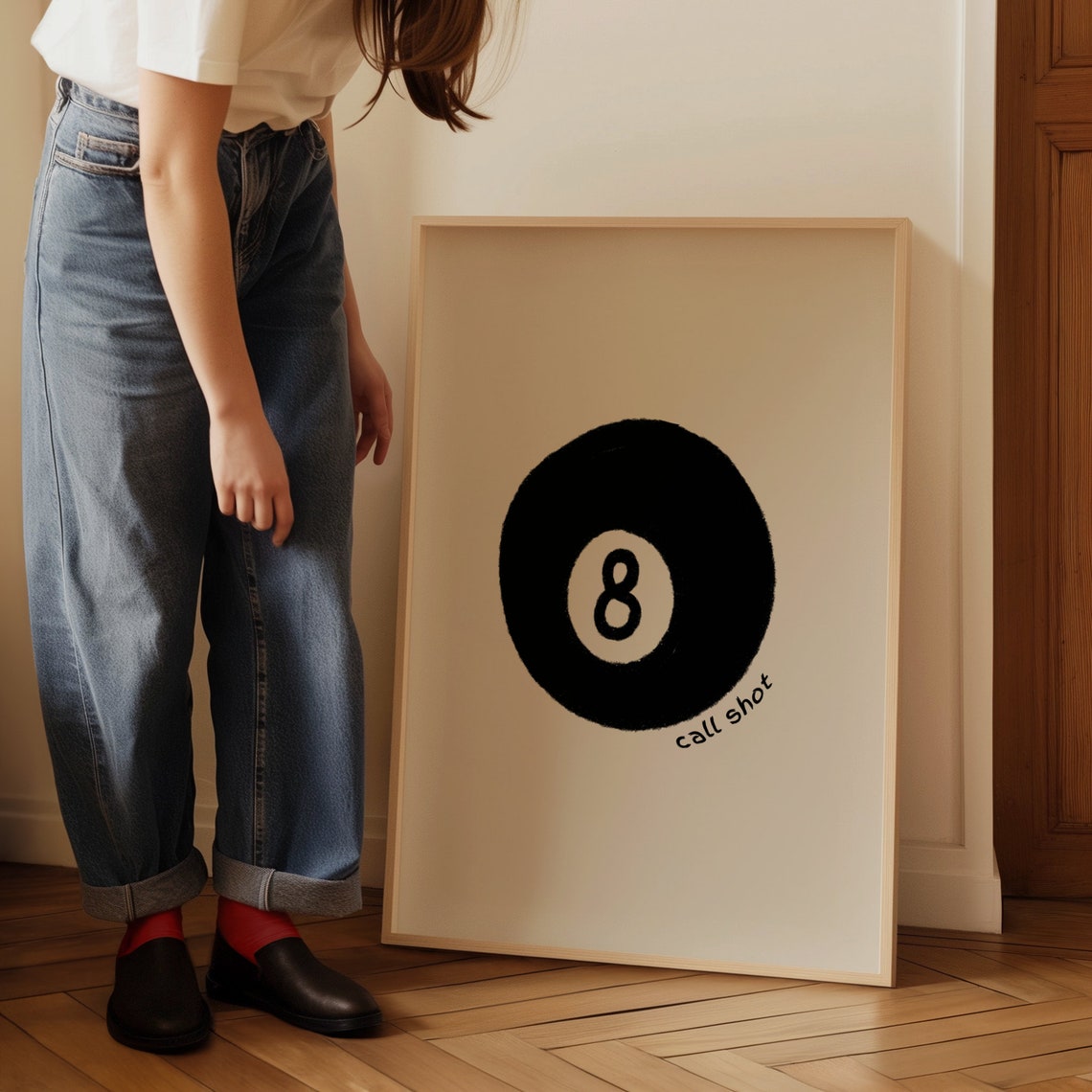Call Shot 8 Ball Black Retro Minimalist Pool Billiards Art Poster - Image 2