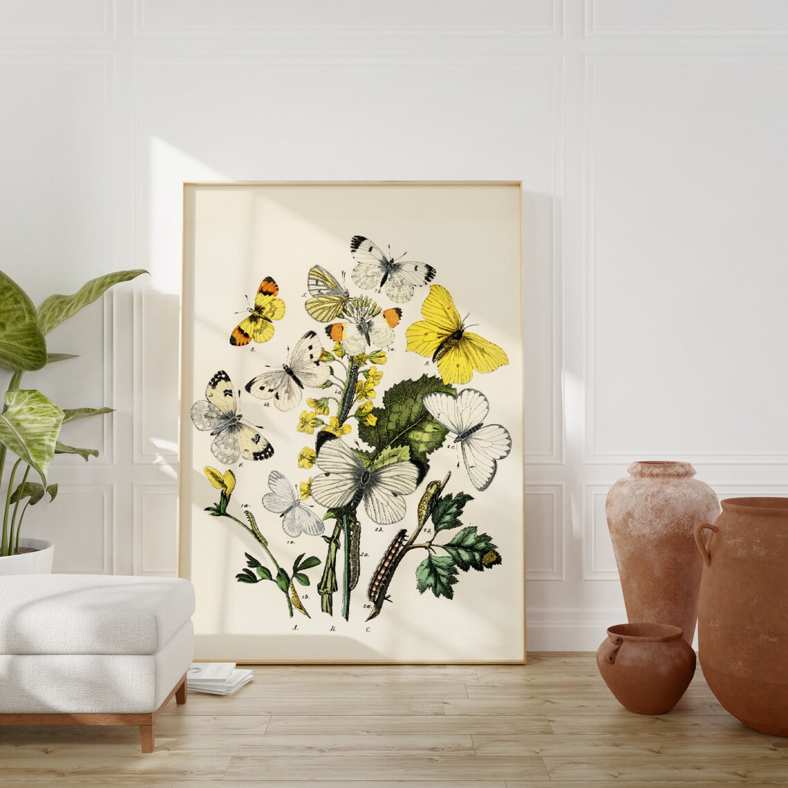 Vintage Butterfly Wildflower Art Print, Floral Decor - Image 2
