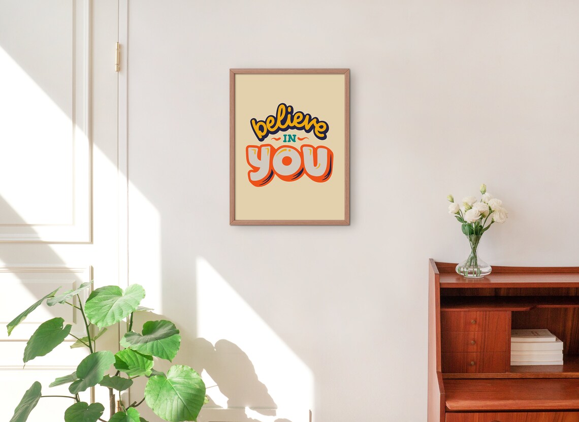 Retro Groovy Inspirational Quote Poster, Trendy Decor - Image 2