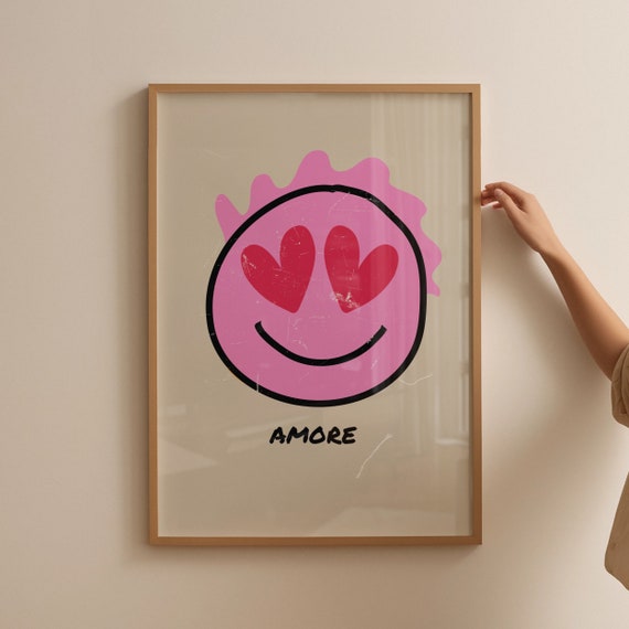 Retro Quote Wall Print Amore Print Retro Wall Art Wall Decor Large Art Vintage Poster Housewarming Gift
