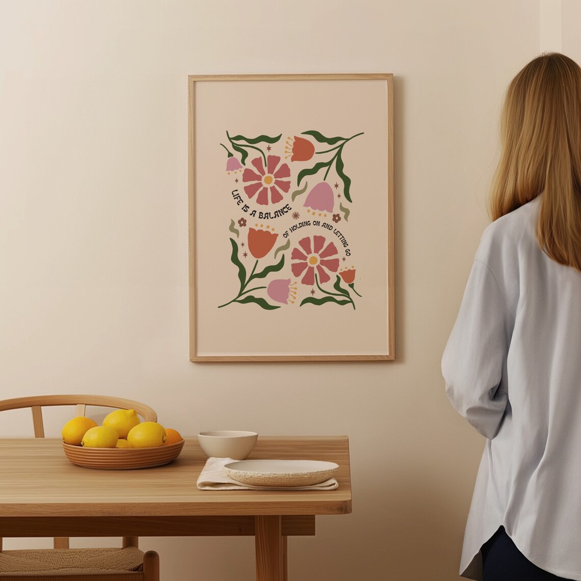 Life Is A Balance Of Holding On And Letting Go Boho Floral Poster - Image 3