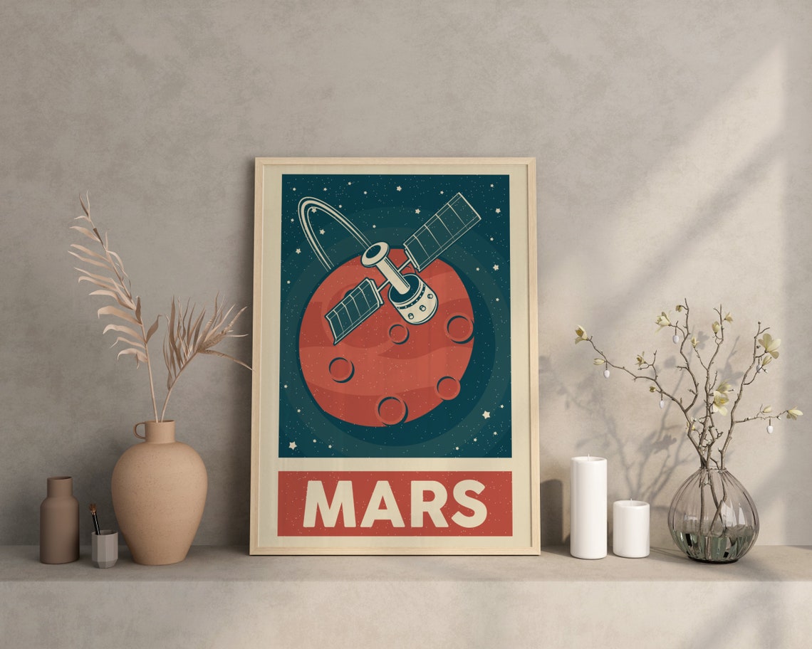 Mars Vintage Space Poster Retro Planet Satellite Science Wall Decor - Image 4
