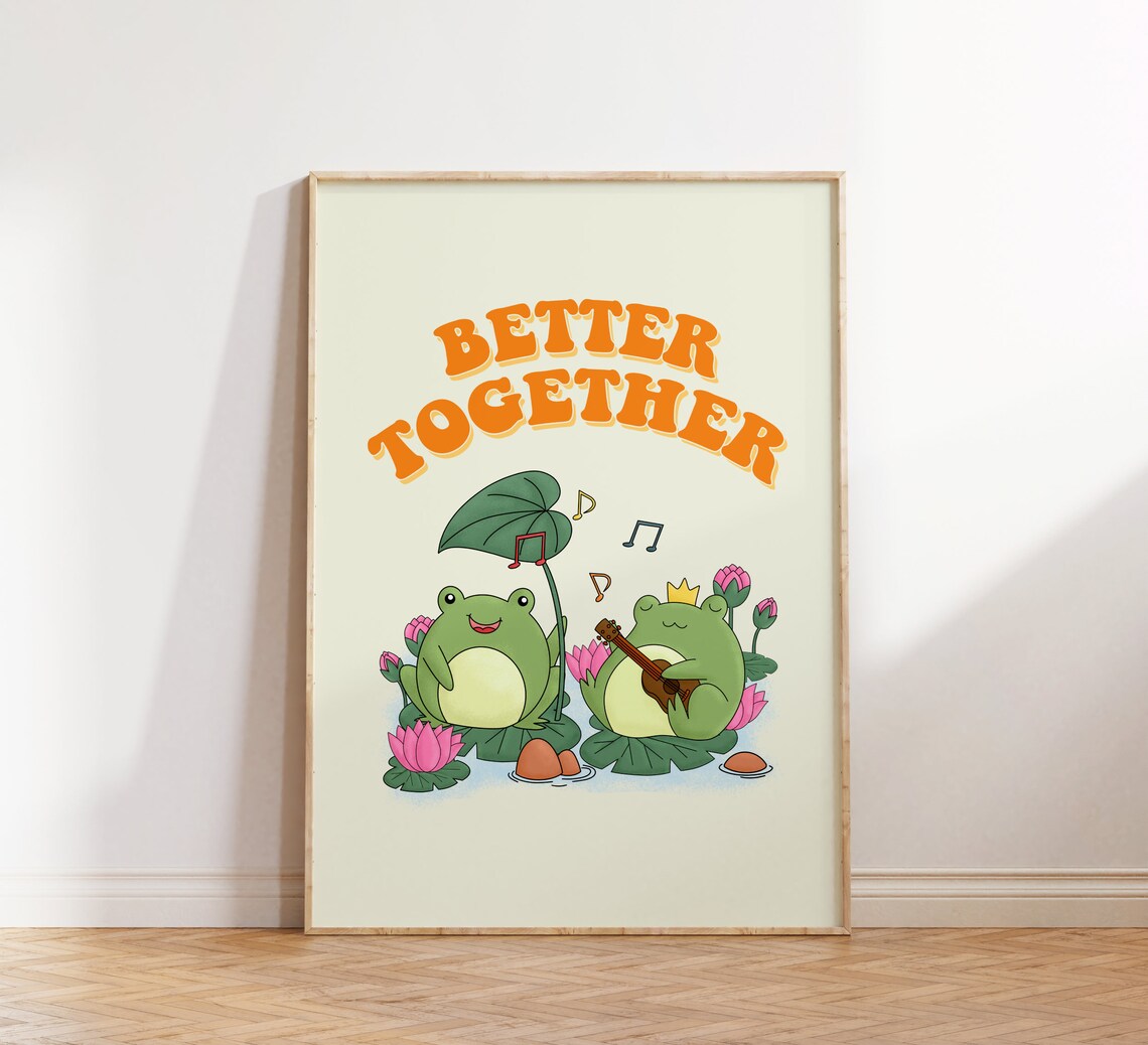 Cute Quote Wall Print Frog Print Retro Wall Art Inspirational Print Print Wall Decor Retro Poster Housewarming Gift - Image 3