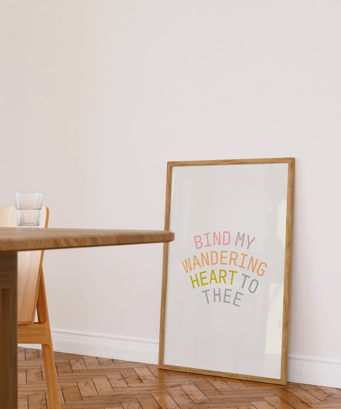 Bind My Wandering Heart to Thee Pastel Rainbow Typography Poster - Image 3
