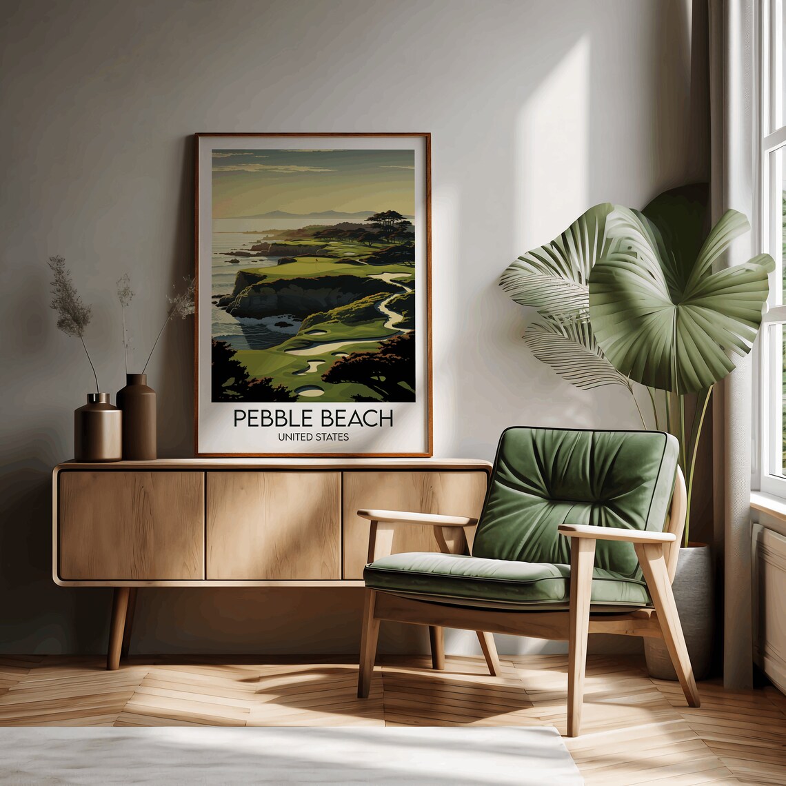 Pebble Beach Golf Links Coastal Sunset Ocean View Sport Poster - Image 2