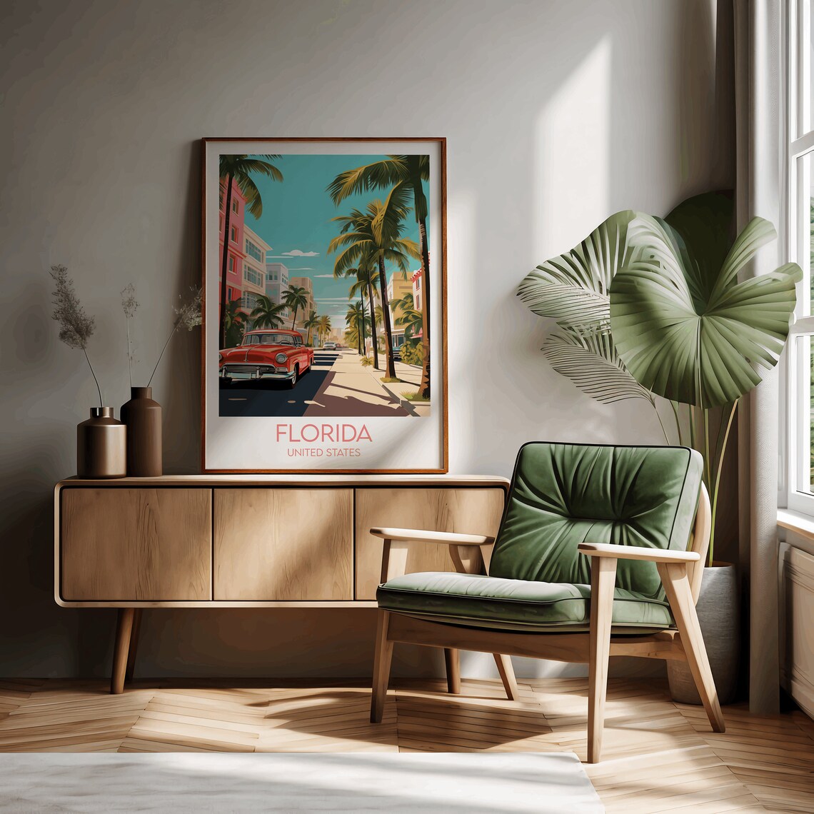 Florida Travel Poster, Custom Personalised Art Print - Image 2