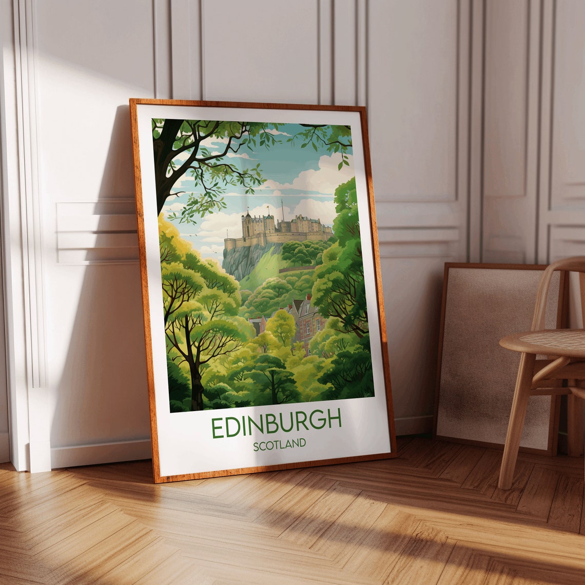 Edinburgh Scotland Castle Above the Trees Vintage Travel Poster - Image 3