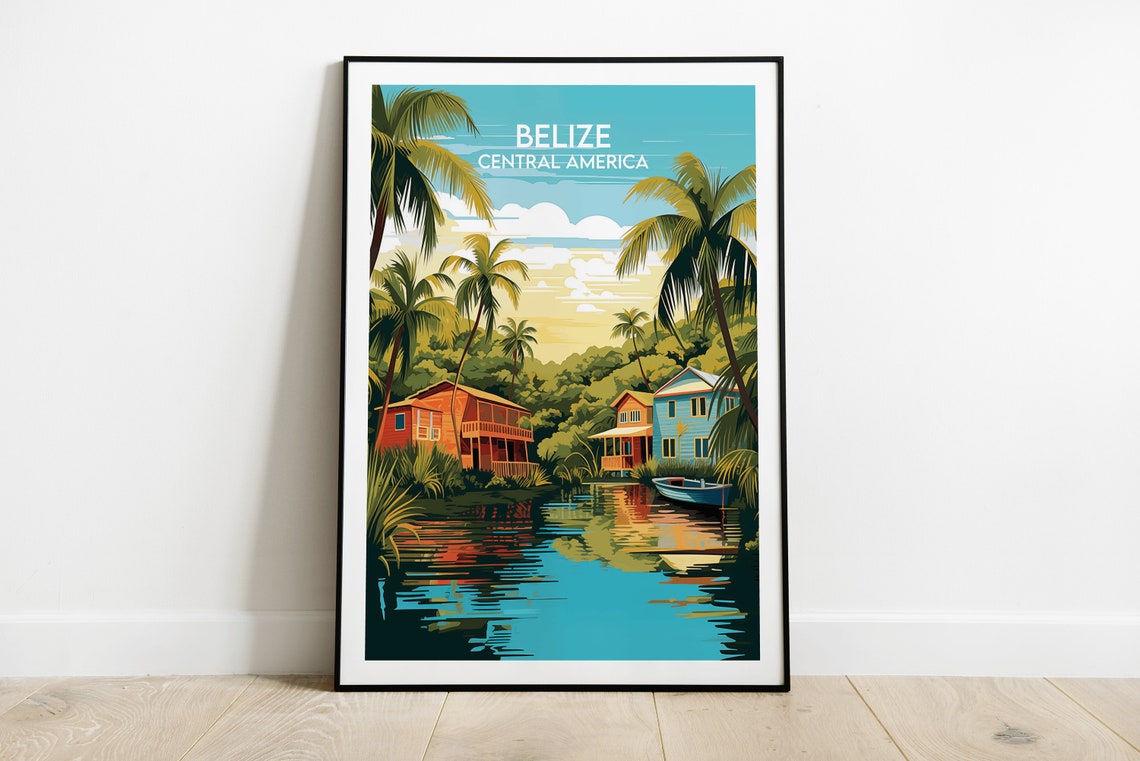 Belize Travel Print Central America Poster Custom Personalised Wedding Birthday Gift
