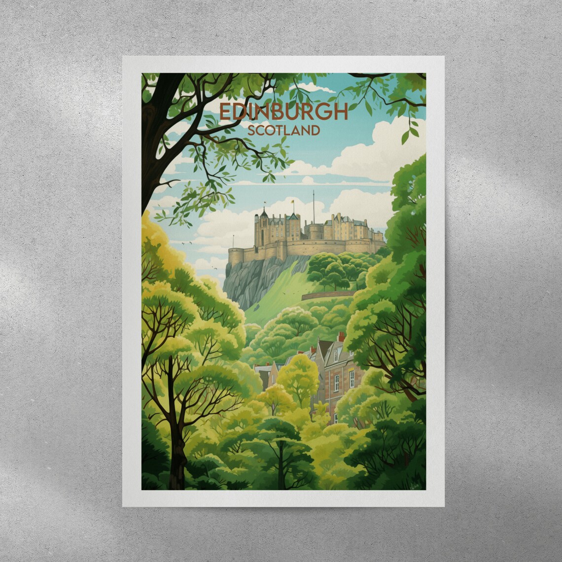 Edinburgh Scotland Castle on the Crag Historic City Travel Poster - Image 3