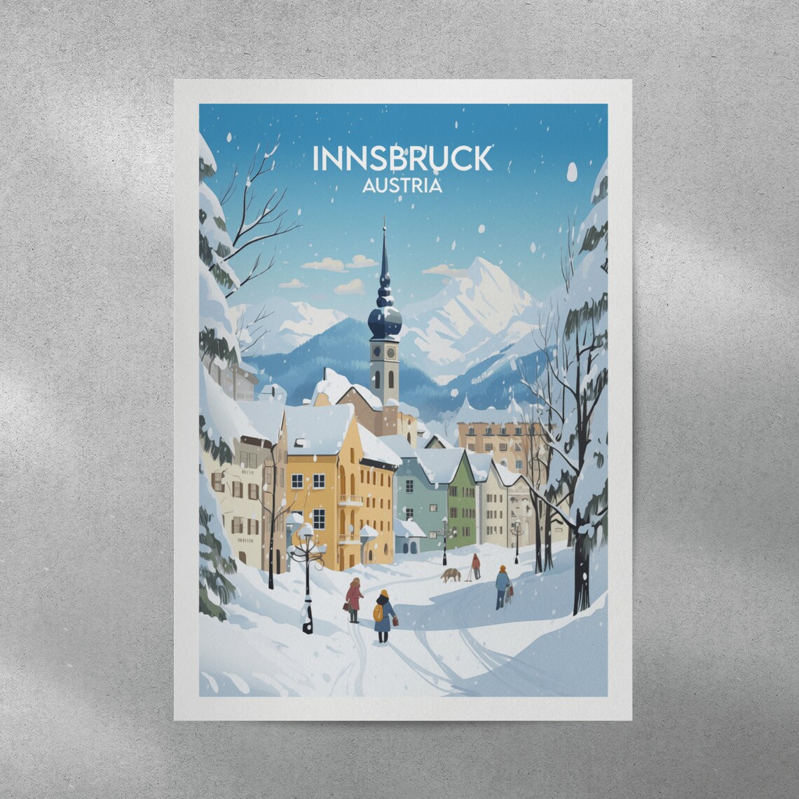 Innsbruck Austria Snowy Old Town Winter Scenic Travel Poster - Image 3