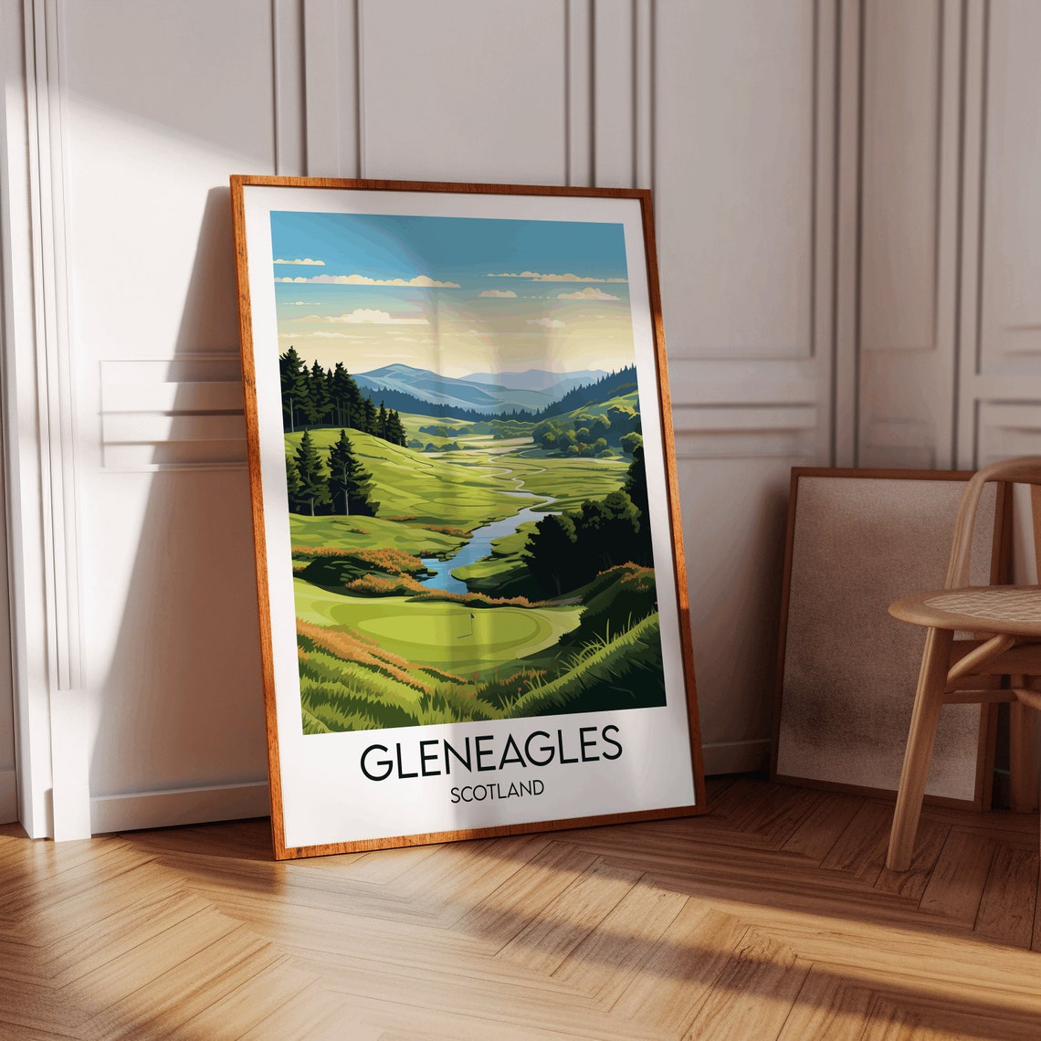 Gleneagles Scotland Rolling Golf Course Valley Vintage Poster - Image 3
