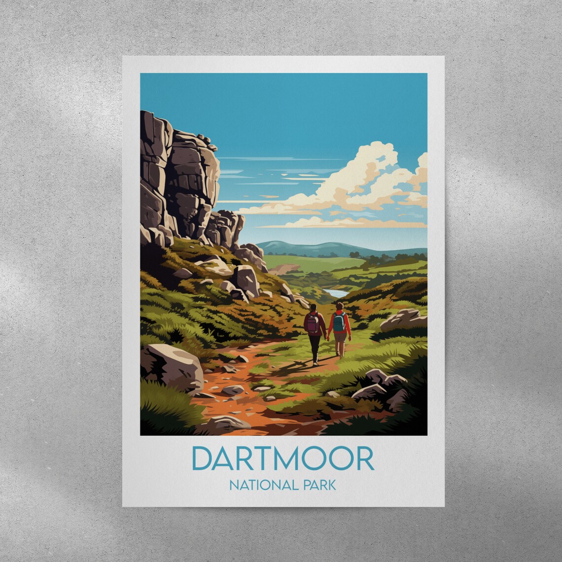 Dartmoor National Park England Hiking Trail Granite Tor Travel Poster - Image 3