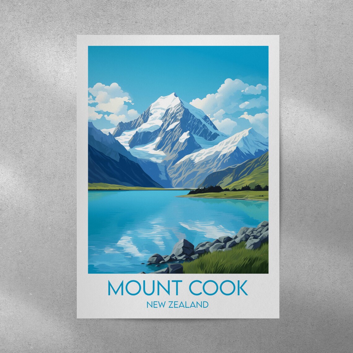Mount Cook New Zealand Turquoise Lake Alpine Peak Travel Poster - Image 4