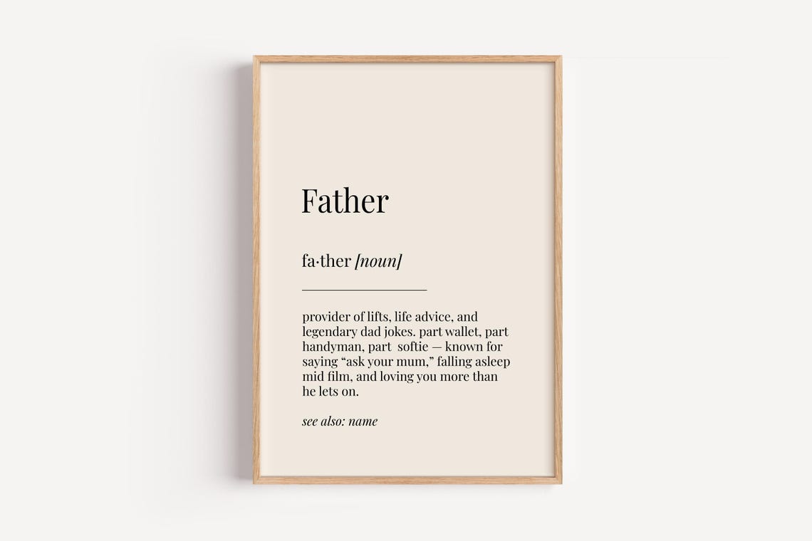 Father Definition Dictionary Style Noun Poster Birthday Gift for Dad