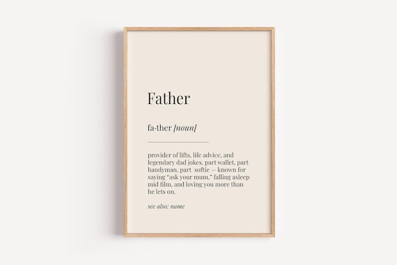Father Definition Dictionary Style Noun Poster Birthday Gift for Dad