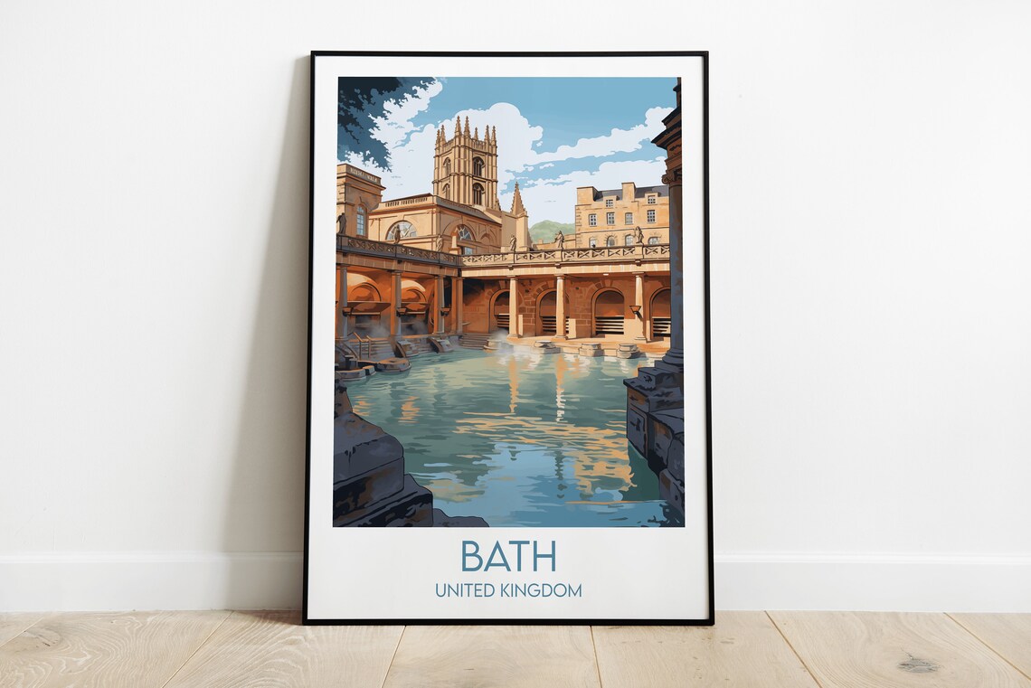 Bath Travel Poster, United Kingdom Custom Print