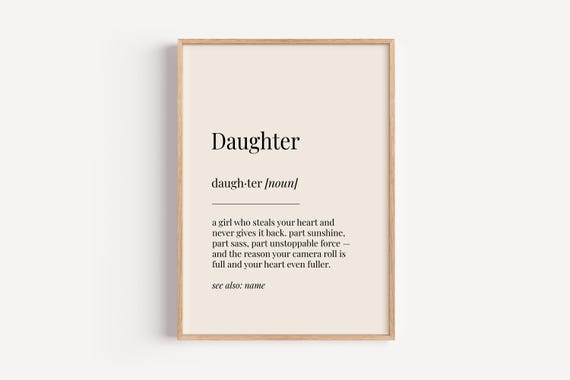 Daughter Definition Poster, Funny Family Wall Art