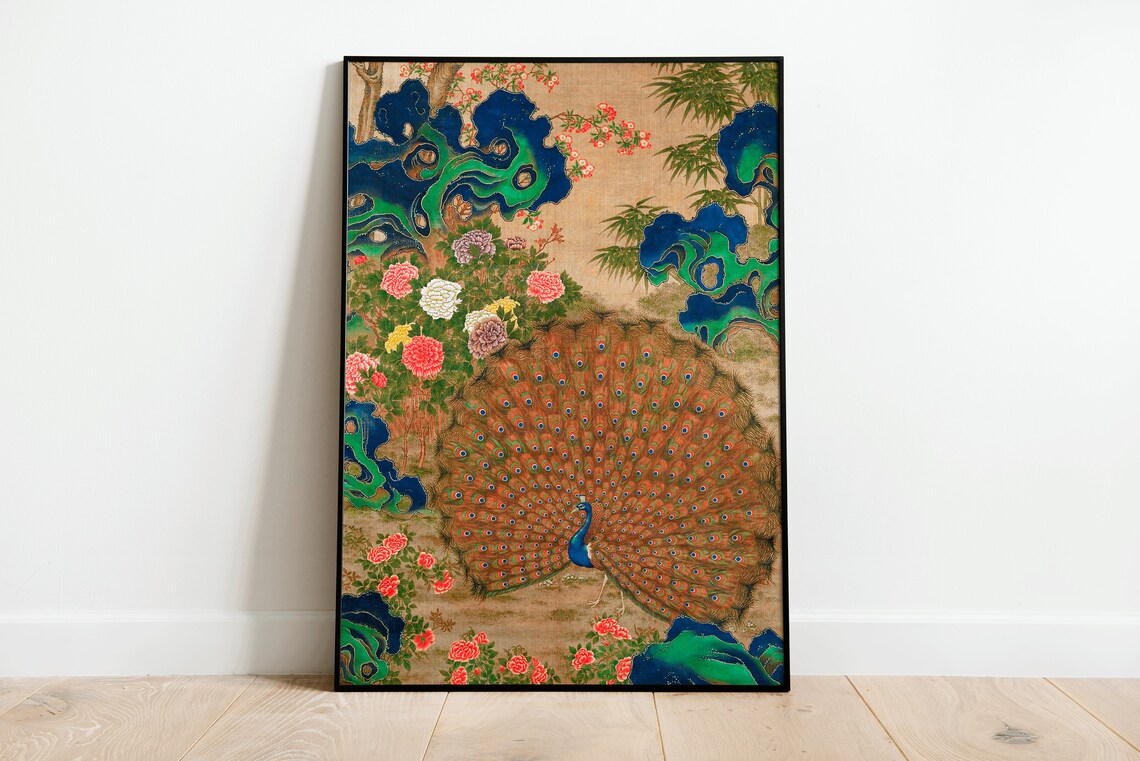Vintage Peacock Poster Print, Classic Home Decor