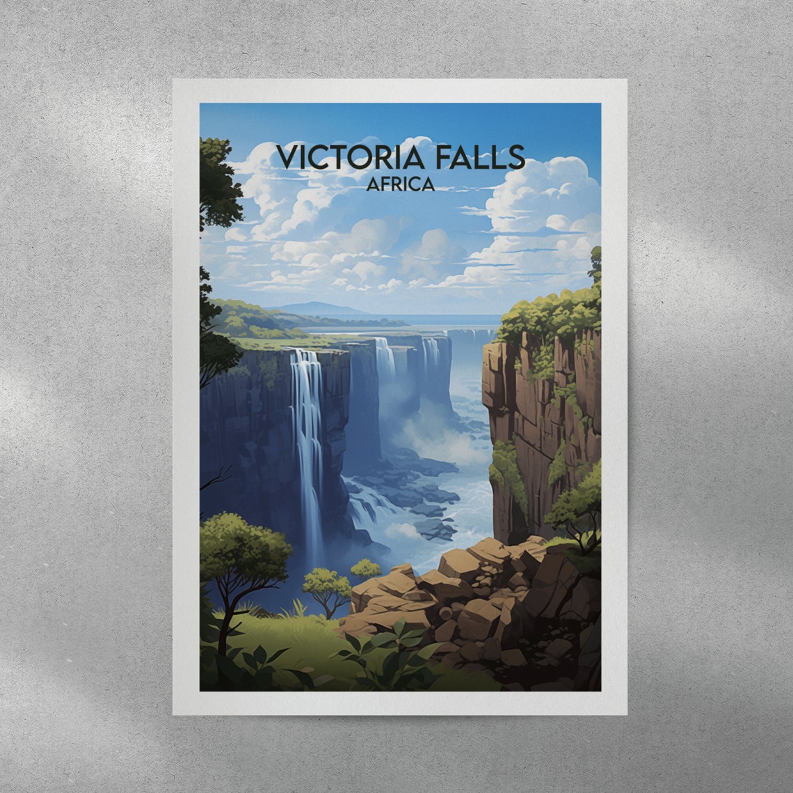Victoria Falls Africa Waterfall Gorge Cliffs Nature Travel Poster - Image 4