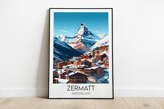 Zermatt Ski Travel Poster, Switzerland Custom Personalised