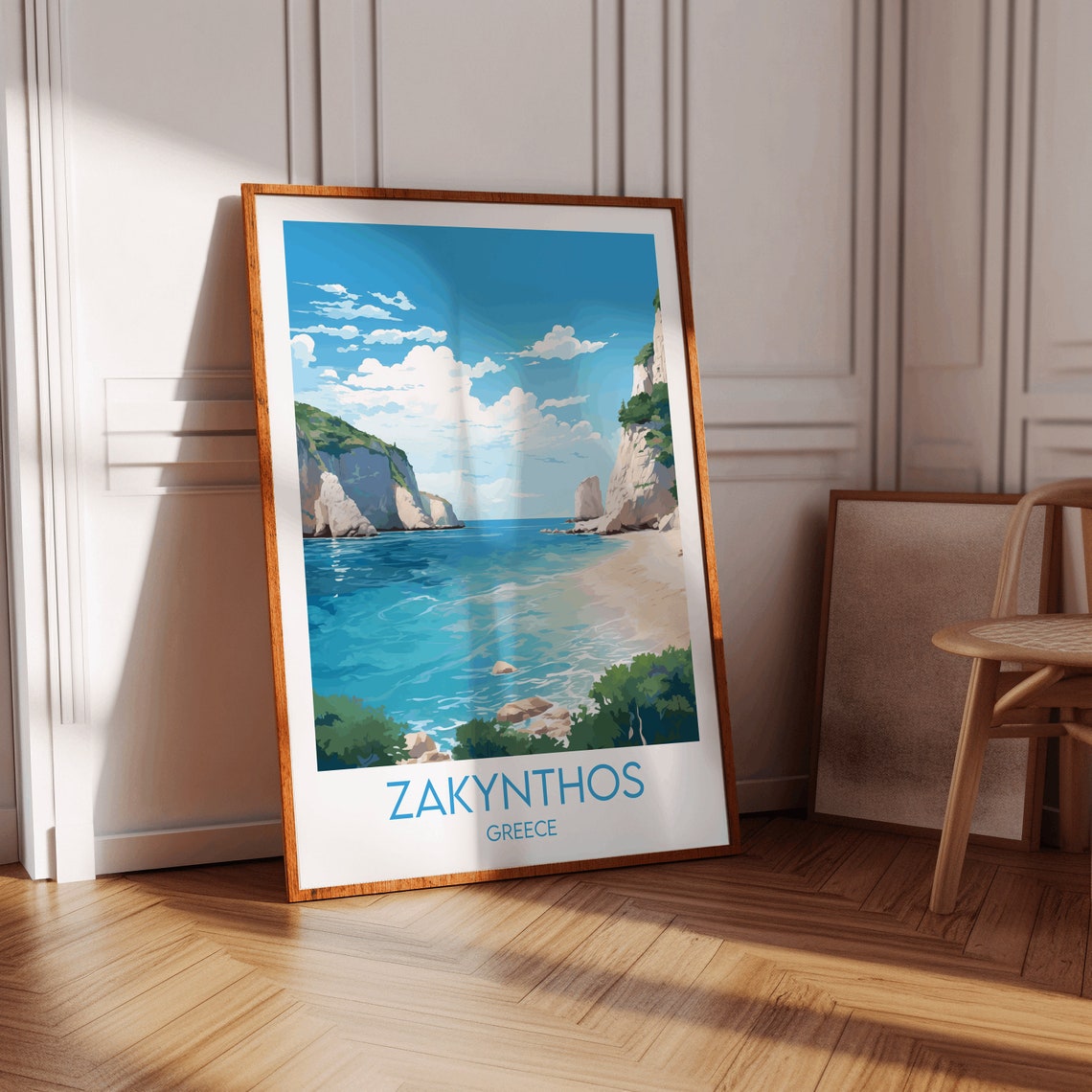 Zakynthos Greece Vintage Ionian Cliffs Beach Cove Travel Poster - Image 3