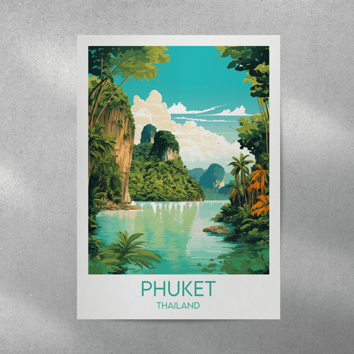 Phuket Thailand Limestone Karst Lagoon Jungle Water Travel Poster - Image 3