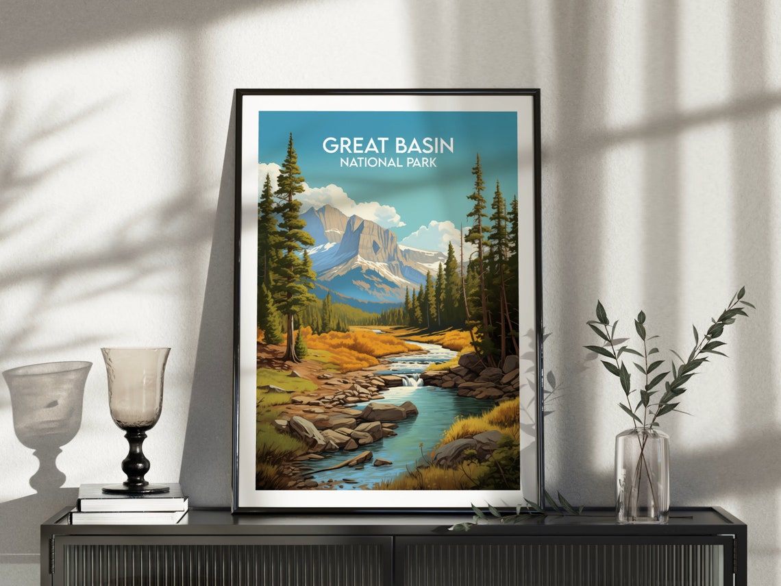 Great Basin National Park Mountain River Pines Travel Poster - Image 3