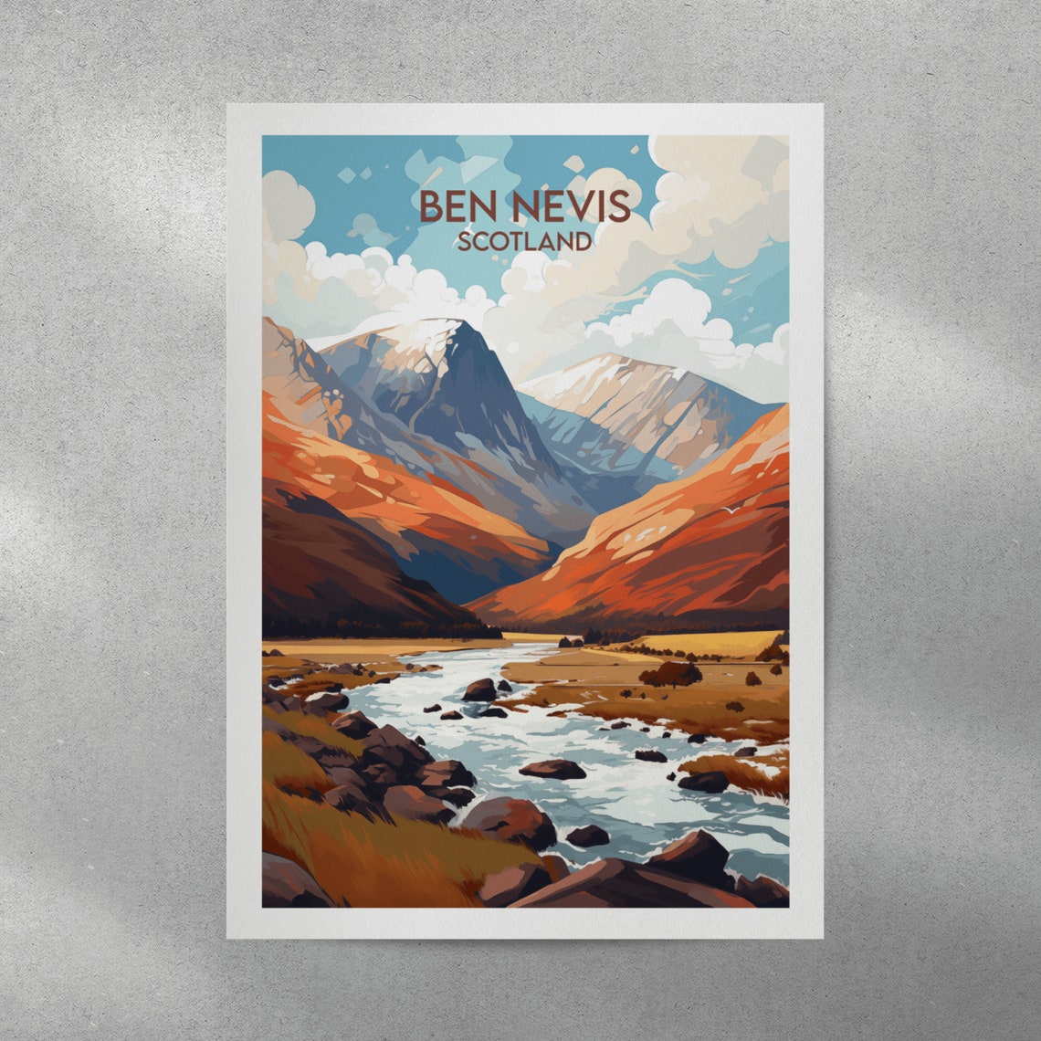 Ben Nevis Scotland Mountain River Highlands Classic Travel Art Poster - Image 5