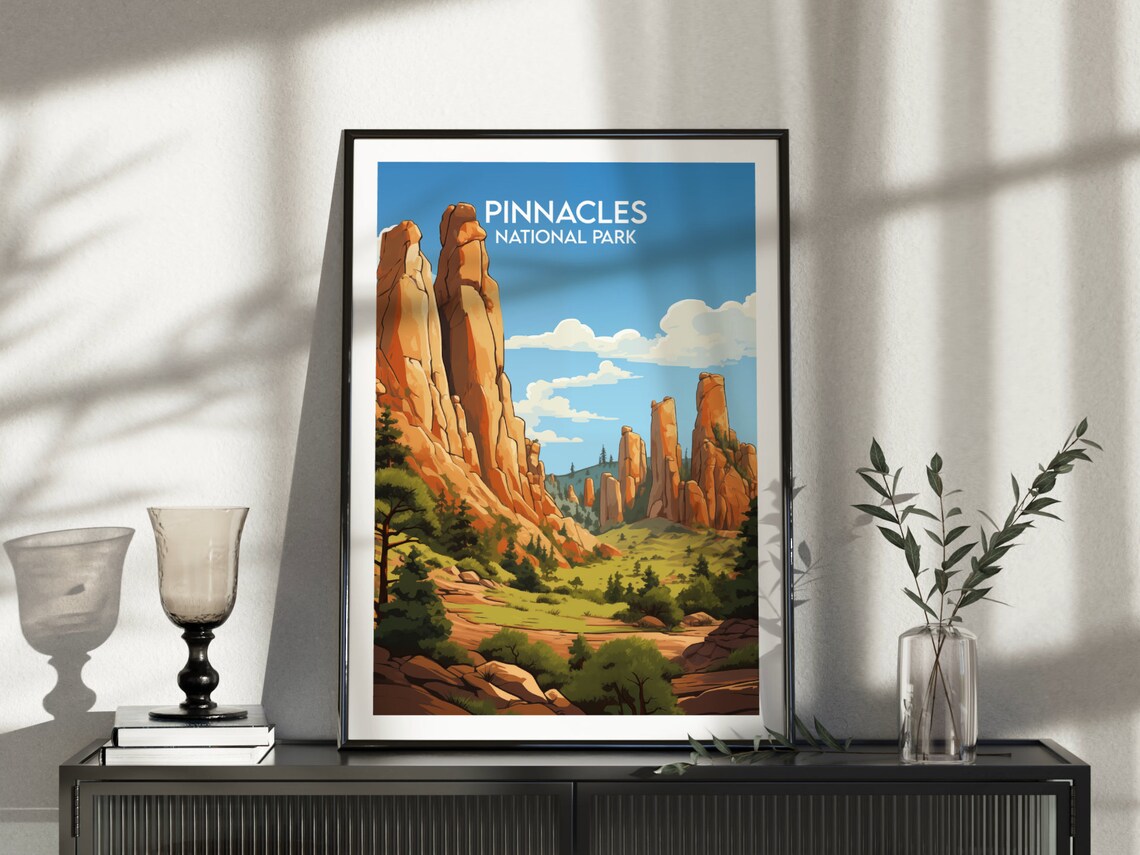 Pinnacles National Park Orange Rock Spires Desert Travel Poster - Image 5