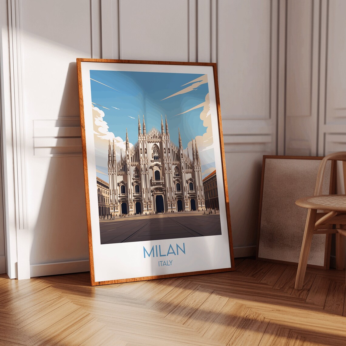 Milan Italy Duomo Cathedral Grand Piazza Vintage Style Travel Poster - Image 3